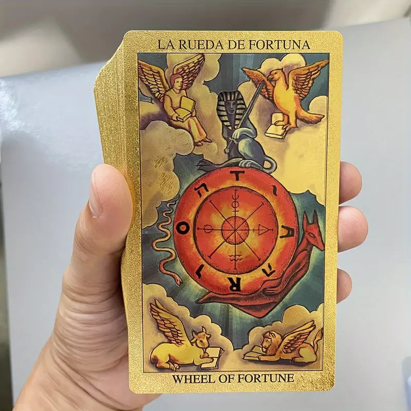 English &  Spanish Golden Foiled Tarot Deck