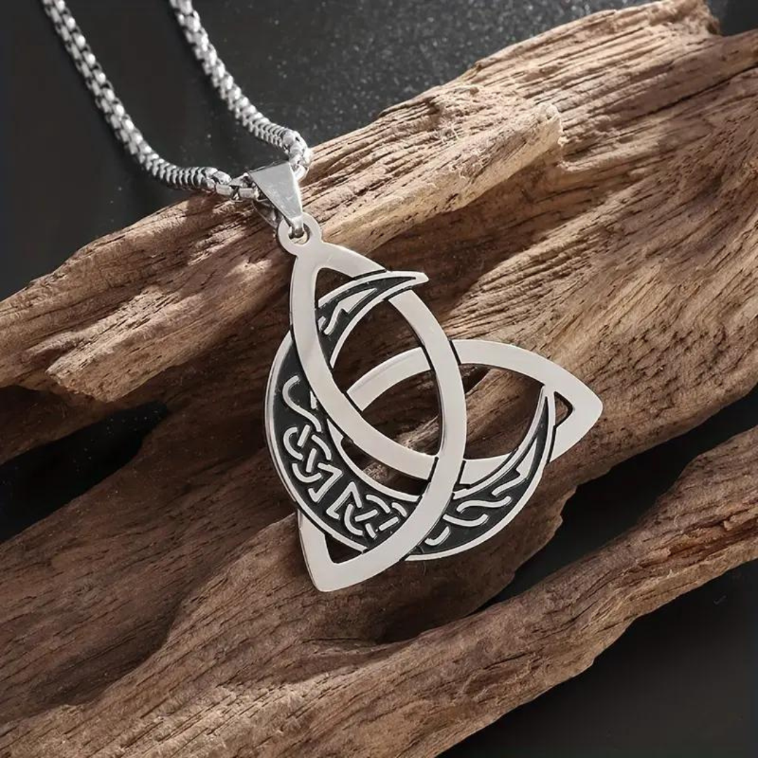 Viking Trinity Knot & Moon Necklace