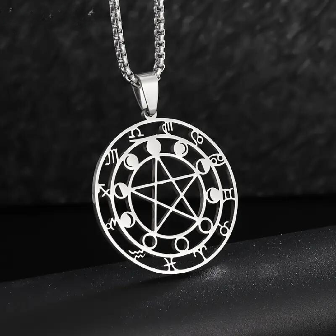 Pentacle, Moon Sign, & Astrology Pendant