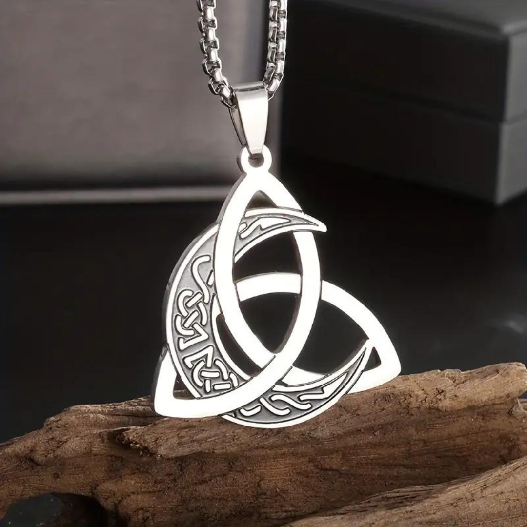 Viking Trinity Knot & Moon Necklace