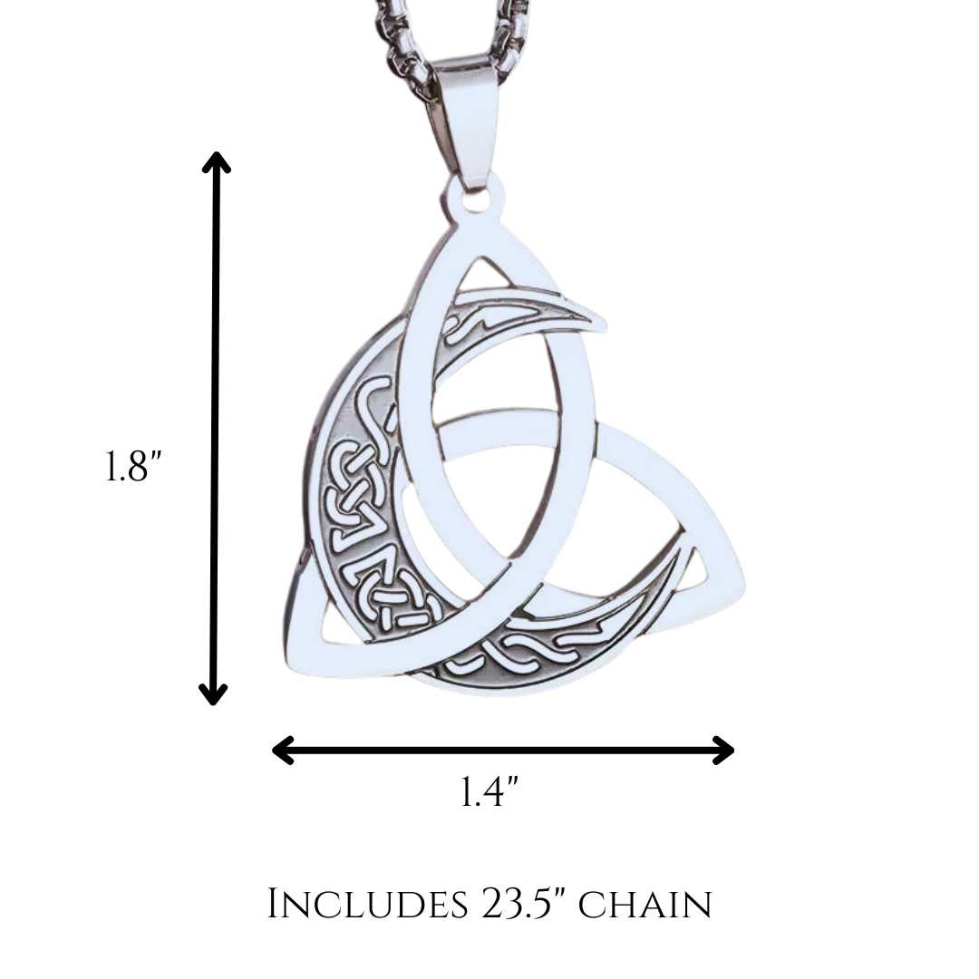 Viking Trinity Knot & Moon Necklace